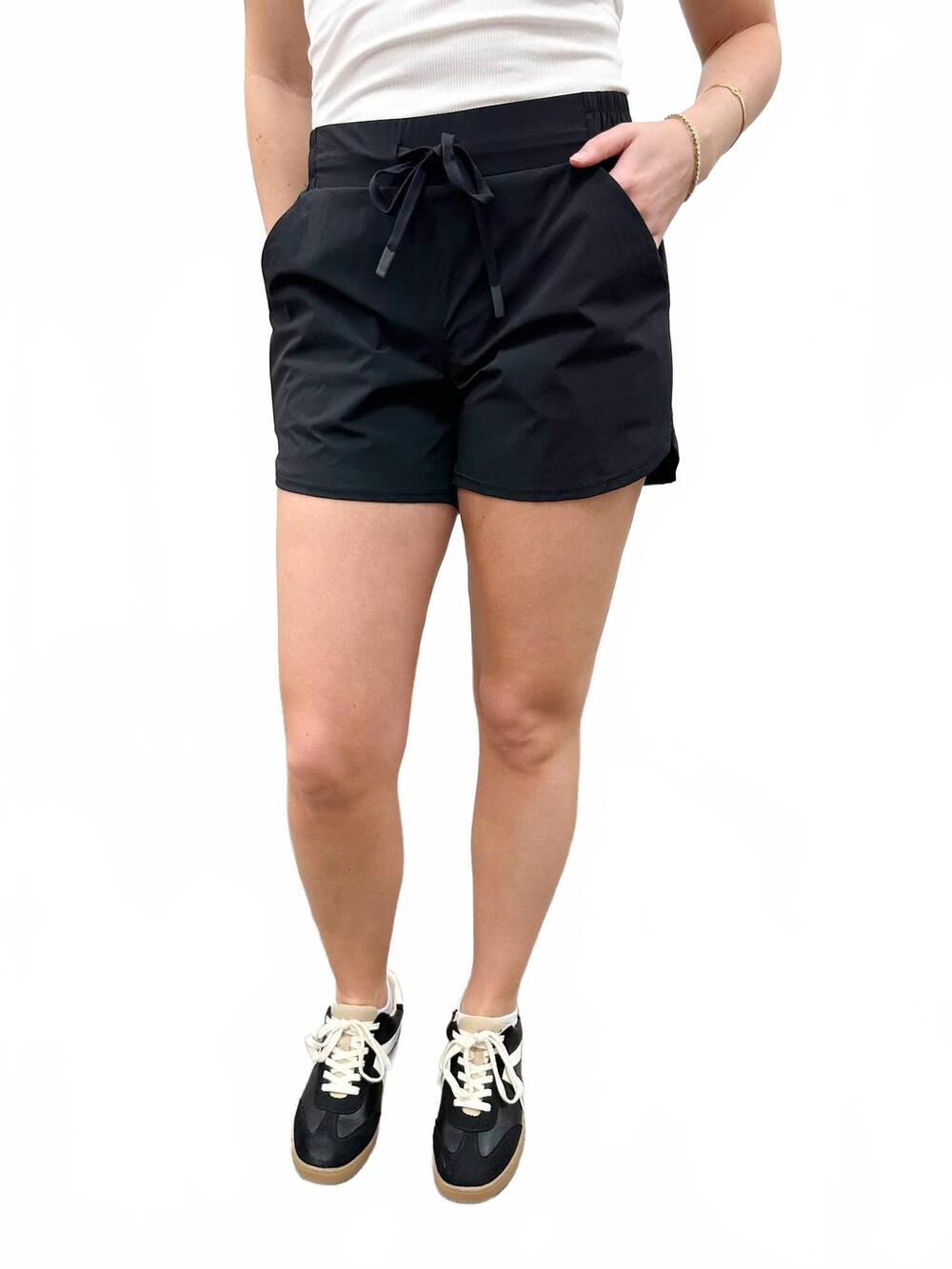 NEW MONO B lined athleisure workout shorts in black